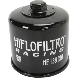 HIFLO HF138RC OIL FILTER SPIN-ON RACING WITH NUT PAPER GLOSSY BLACK