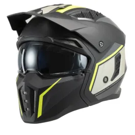 Casco moto scooter Mph Harrier jet mentoniera smontabile nero giallo ECE 22.06