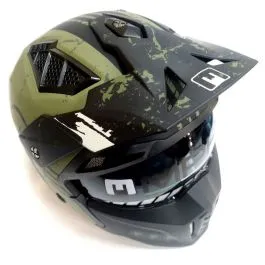 Casco moto scooter Mph Harrier con mentoniera smontabile verde militare h6ha128