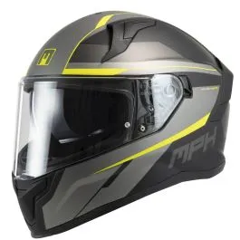 Casco moto scooter Integrale MPH Tiger nero grigio giallo H6IN118