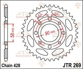 JT SPROCKETS JTR269.41 REAR REPLACEMENT SPROCKET 41 TEETH 428 PITCH NATURAL STEEL