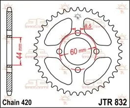 JT SPROCKETS JTR832.52 REAR REPLACEMENT SPROCKET 52 TEETH 420 PITCH NATURAL STEEL