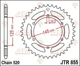 JT SPROCKETS JTR855.45 REAR REPLACEMENT SPROCKET 45 TEETH 520 PITCH NATURAL STEEL