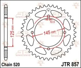 JT SPROCKETS JTR857.39 REAR REPLACEMENT SPROCKET 39 TEETH 520 PITCH NATURAL STEEL