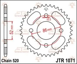 JT SPROCKETS JTR1071.30 REAR REPLACEMENT SPROCKET 30 TEETH 520 PITCH NATURAL C49 HIGH CARBON STEEL