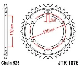 JT SPROCKETS JTR1876.46 REAR REPLACEMENT SPROCKET 46 TEETH 525 PITCH NATURAL C49 HIGH CARBON STEEL