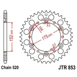 JT SPROCKETS JTR853.38 REAR REPLACEMENT SPROCKET 38 TEETH 520 PITCH BLACK C49 HIGH CARBON STEEL