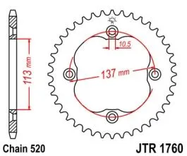 JT SPROCKETS JTR1760.35 REAR REPLACEMENT SPROCKET 35 TEETH 520 PITCH BLACK C49 HIGH CARBON STEEL