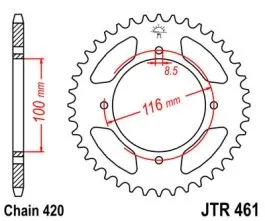 JT SPROCKETS JTR461.52 REAR REPLACEMENT SPROCKET 52 TEETH 420 PITCH NATURAL C49 HIGH CARBON STEEL