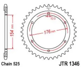 JT SPROCKETS JTR1346.43 REAR REPLACEMENT SPROCKET 43 TEETH 525 PITCH NATURAL /