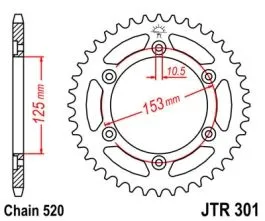 JT SPROCKETS JTR301.39 REAR REPLACEMENT SPROCKET 39 TEETH 520 PITCH BLACK C49 HIGH CARBON STEEL