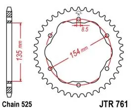 JT SPROCKETS JTR761.38 REAR REPLACEMENT SPROCKET 38 TEETH 525 PITCH NATURAL /