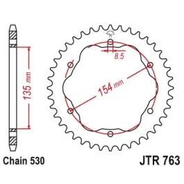 JT SPROCKETS JTR763.40 REAR REPLACEMENT SPROCKET 40 TEETH 530 PITCH NATURAL C49 HIGH CARBON STEEL