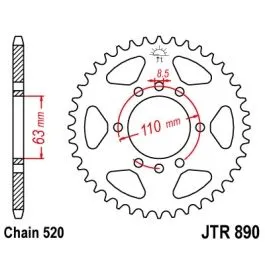 JT SPROCKETS JTR890.42ZBK REAR REPLACEMENT SPROCKET 42 TEETH 520 PITCH