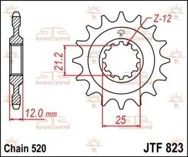 JT SPROCKETS JTF823.15 FRONT REPLACEMENT SPROCKET 15 TEETH 520 PITCH NATURAL CHROMOLY STEEL ALLOY