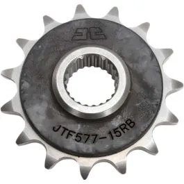 JT SPROCKETS JTF577.15RB FRONT RUBBER CUSHIONED SPROCKET 15 TEETH 520 PITCH NATURAL SCM420 CHROMOLY STEEL ALLOY