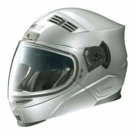 Casco moto modulare Nolan N71 classic Platinium Silver Crossover taglia XL