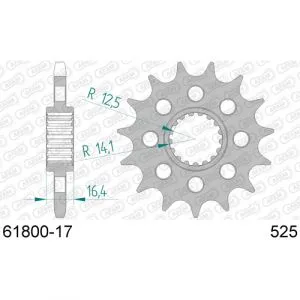 6180017 - Pignone Afam 17 denti KTM 950-1390, catena 525, con fori di alleggerimento,