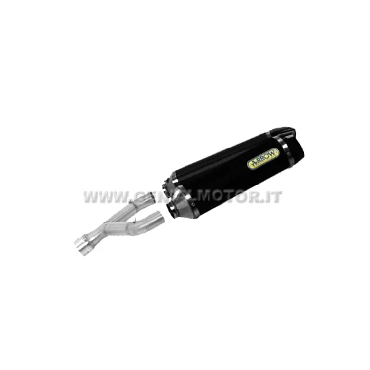 Terminali Di Scarico + Raccordo Arrow Thunder Alu N Aprilia Shiver 2010 > 2020-71748AKN--71437MI-90571
