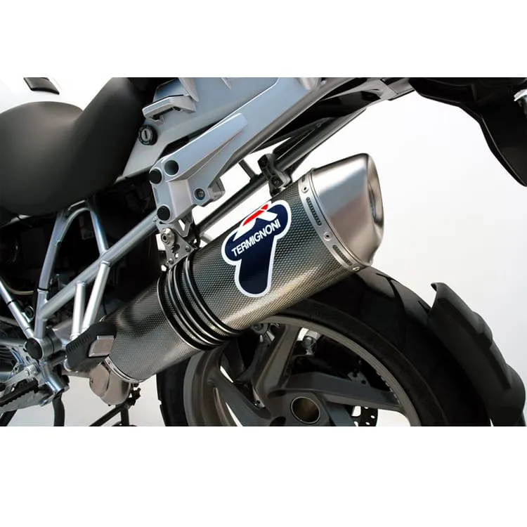 Bmw R 1200 Gs 2010 > 2012 Scarico Termignoni Terminale Oval Look Carbonio Acciaio-BW02080INO-37523