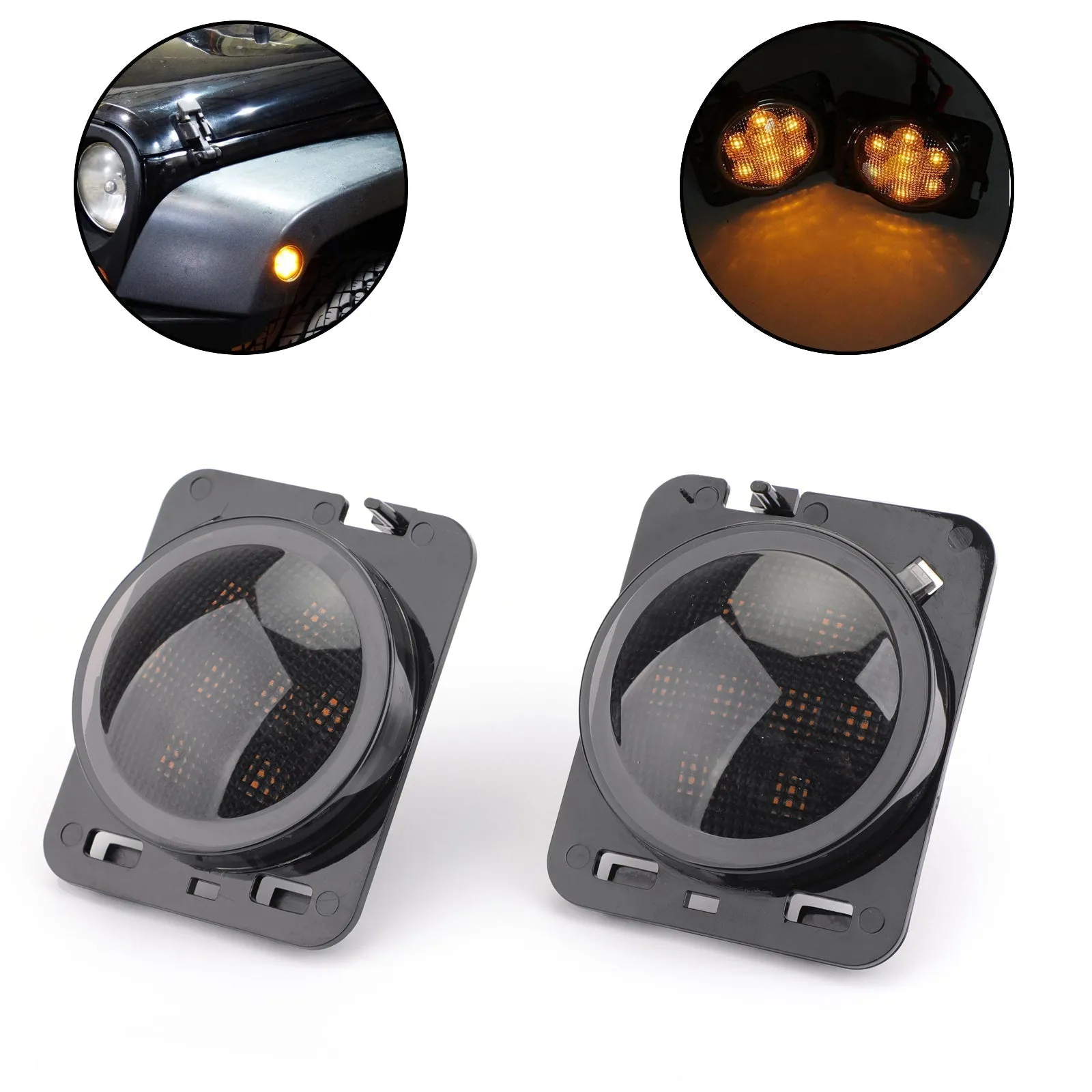 2x Clignotant LED pour garde-boue avant Parking Side Marker pour Wrangler JK 2007-15 générique