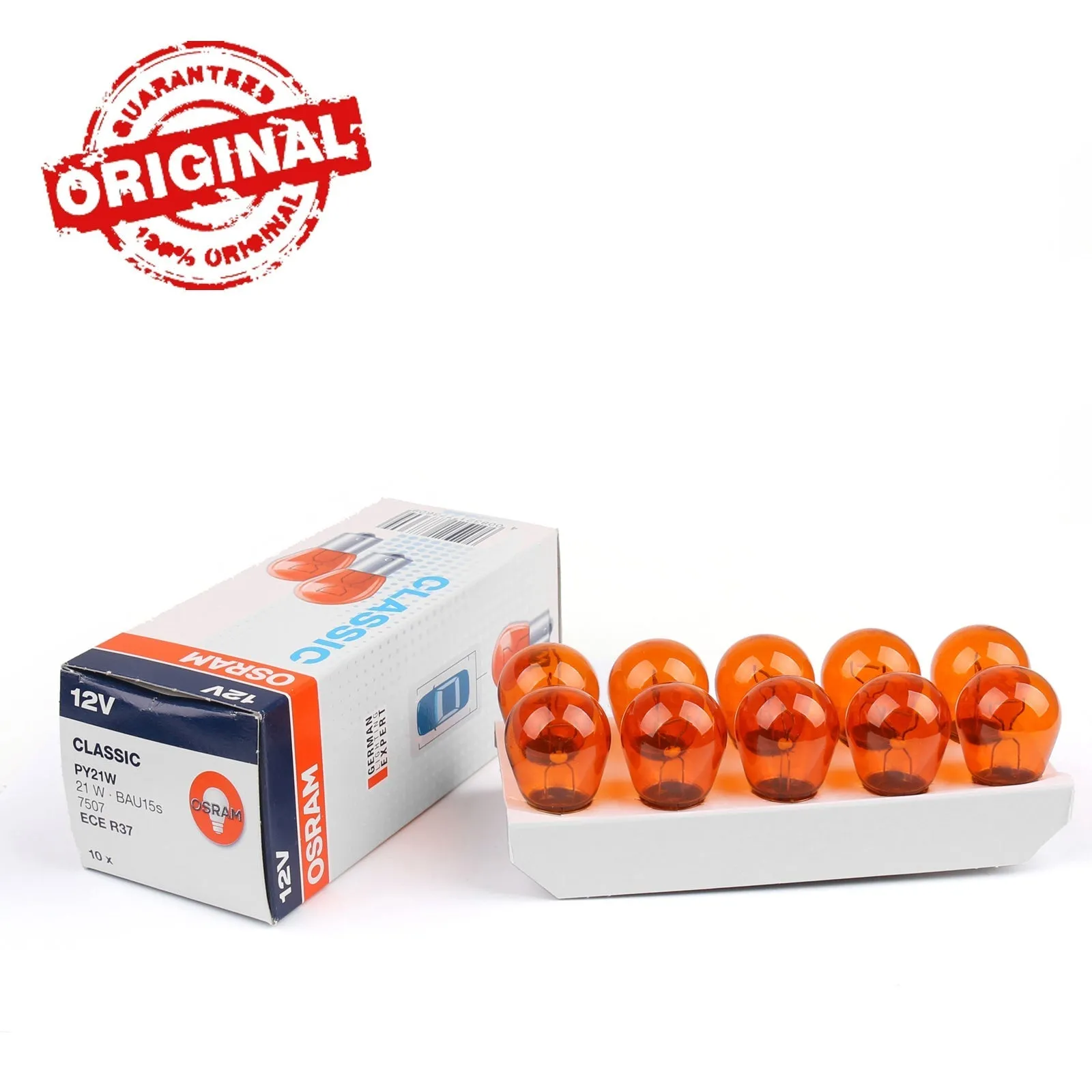 10X 7507 21W 12V PY21W OSRAM 2200K Voiture Auto Turn Clignotant Ampoules Ambre Générique