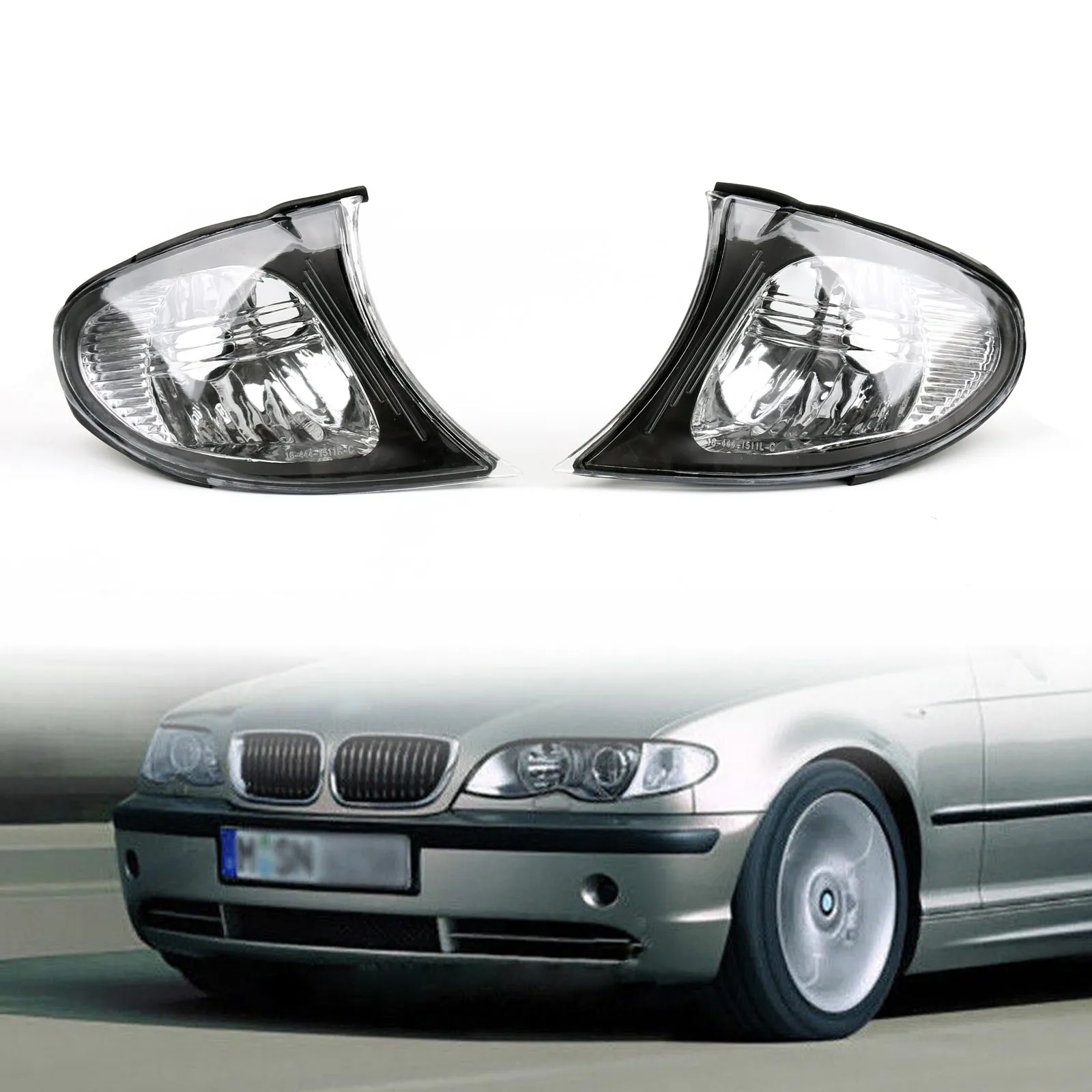 Feux 'angle Euro - Transparent avec garniture fumée pour 02-05 BMW E46 3-Series 4Dr Generic