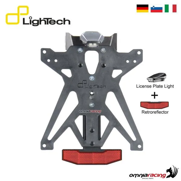 Portatarga Lightech regolabile A1 con luce e catadiottro per Triumph Trident 660 2021>