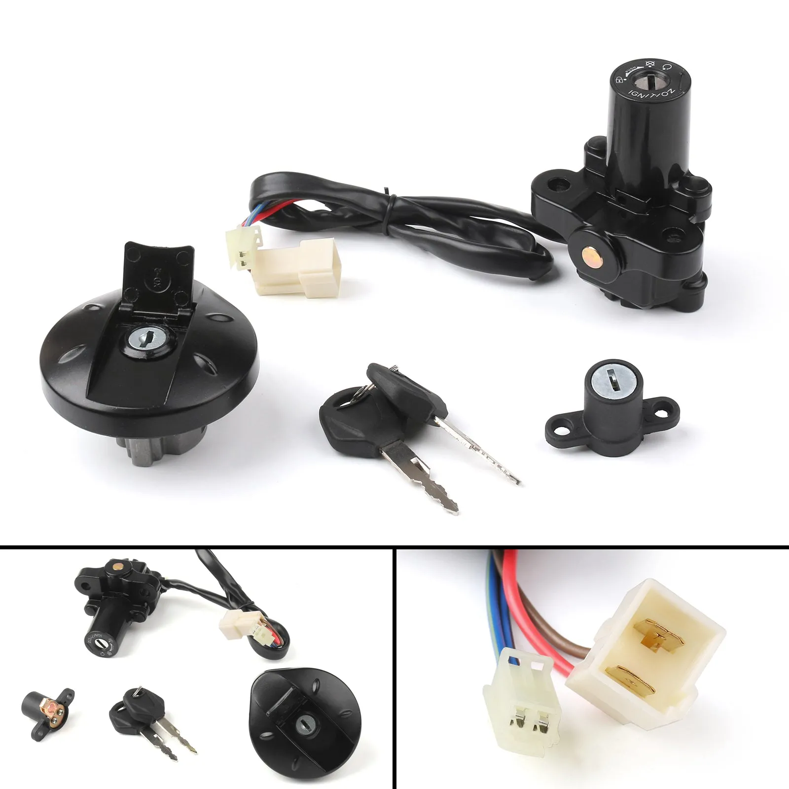 Jeu de clés de verrouillage de couvercle de bouchon de gaz de siège de commutateur d'allumage pour Yamaha XT660 XT660 R/X 04-11 générique
