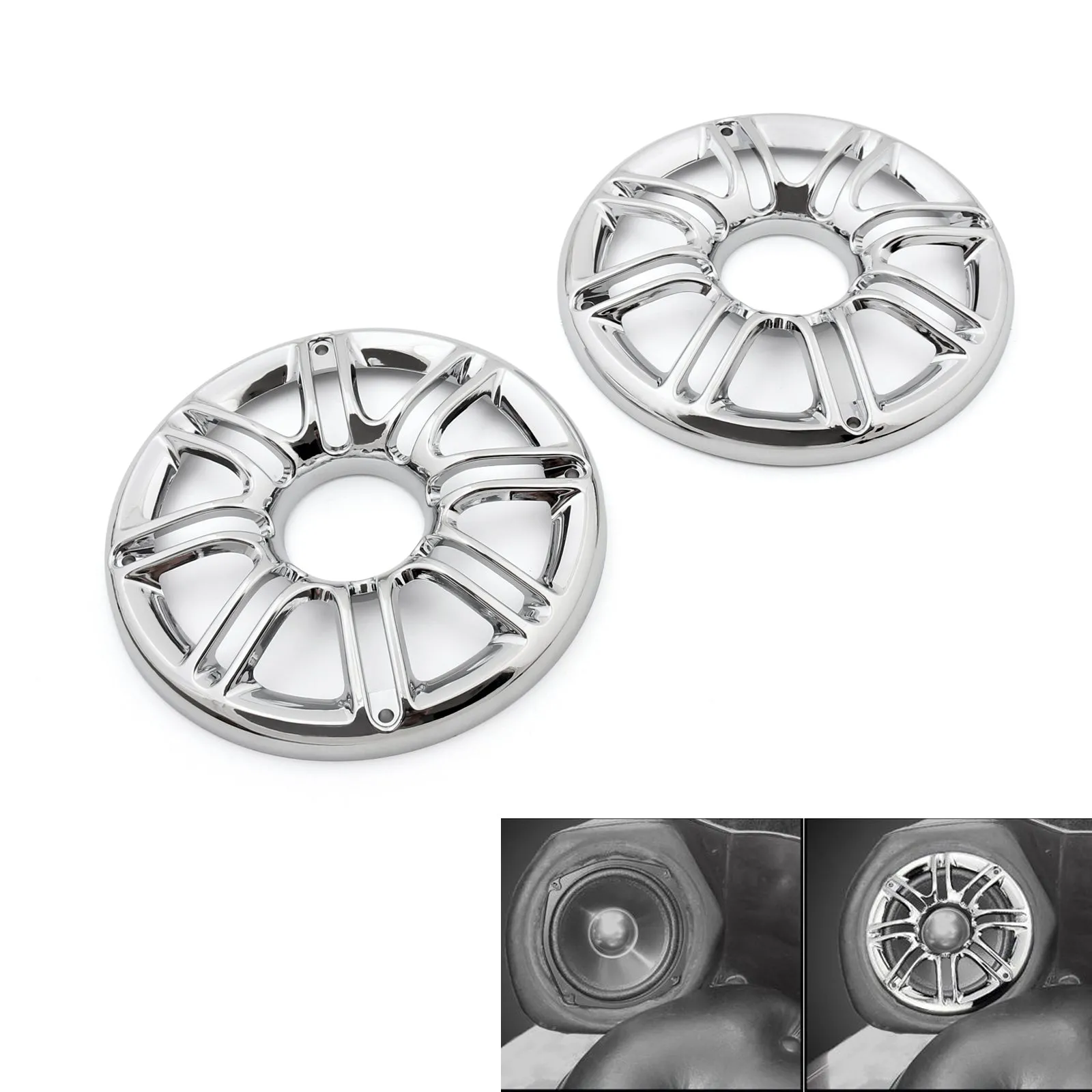 2x Haut-parleur Cover Grill 6 3D Rond Arrière Avant Pour Harley Davidson Touring Glide Generic