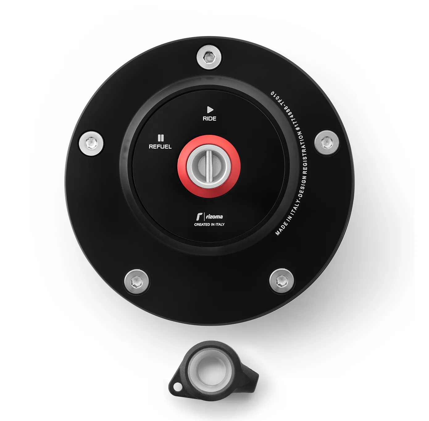 Tappo Serbatoio Benzina Rizoma per Kawasaki ZX-10R 06-, ER-6 06-, modelli 07-, colore Nero