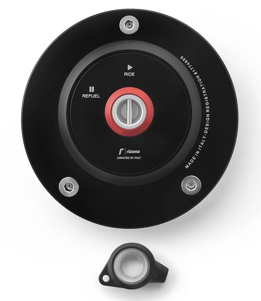 Tappo Serbatoio Benzina Rizoma per Suzuki GSX-R 1000 19-, GSX-S 1000 21-, GSX-S 950, GSX-8S, SV 650 21-, Katana, colore Nero
