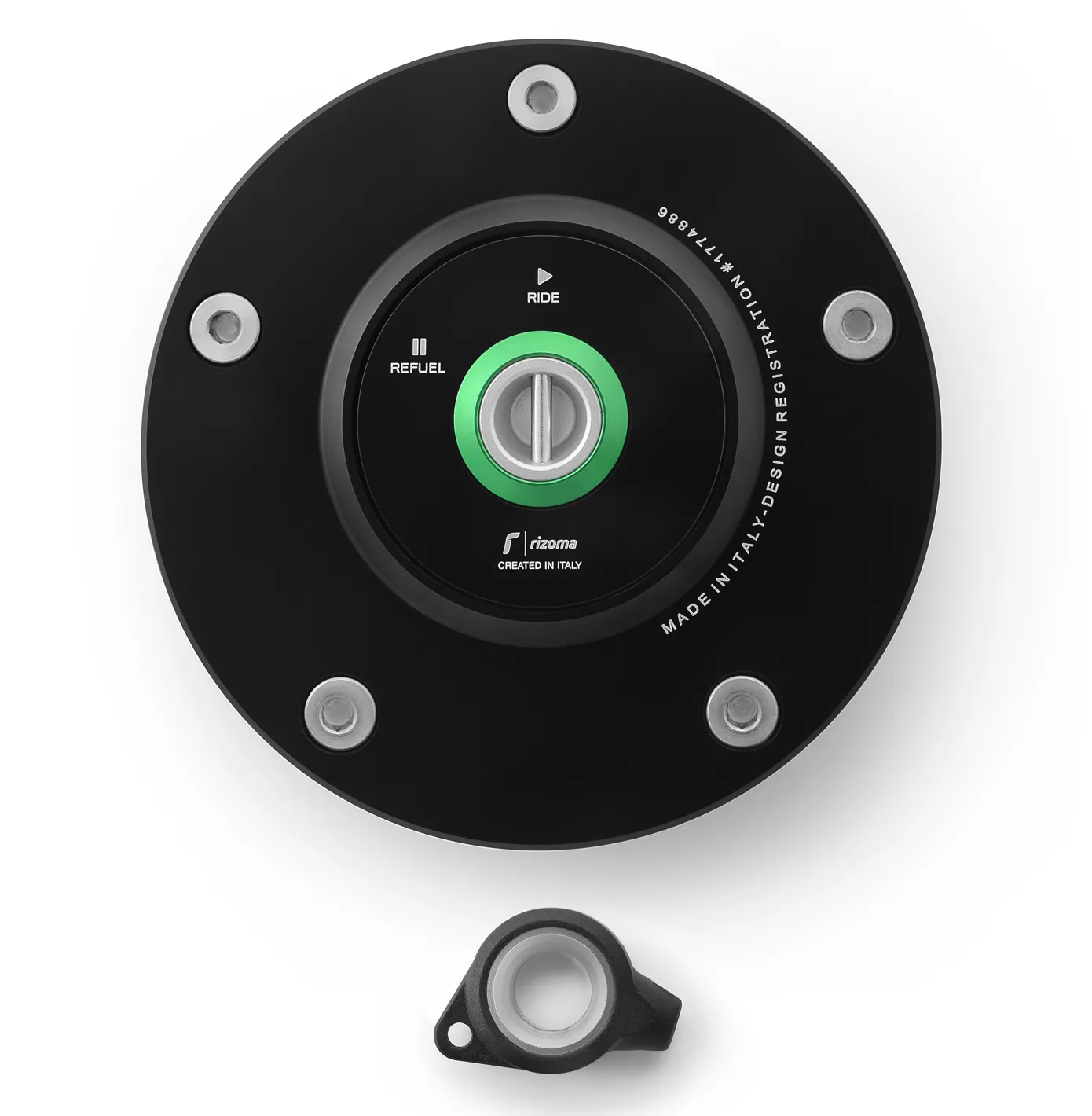 Tappo Serbatoio Benzina Rizoma per Kawasaki Z650, Z900, Ninja 1000 SX, Ninja 650, Ninja 400, Ninja 125, Versys 1000, Versys-X 300, Z125, Z400, ZX-6R 19-, ZX-10R 21-, colore Nero