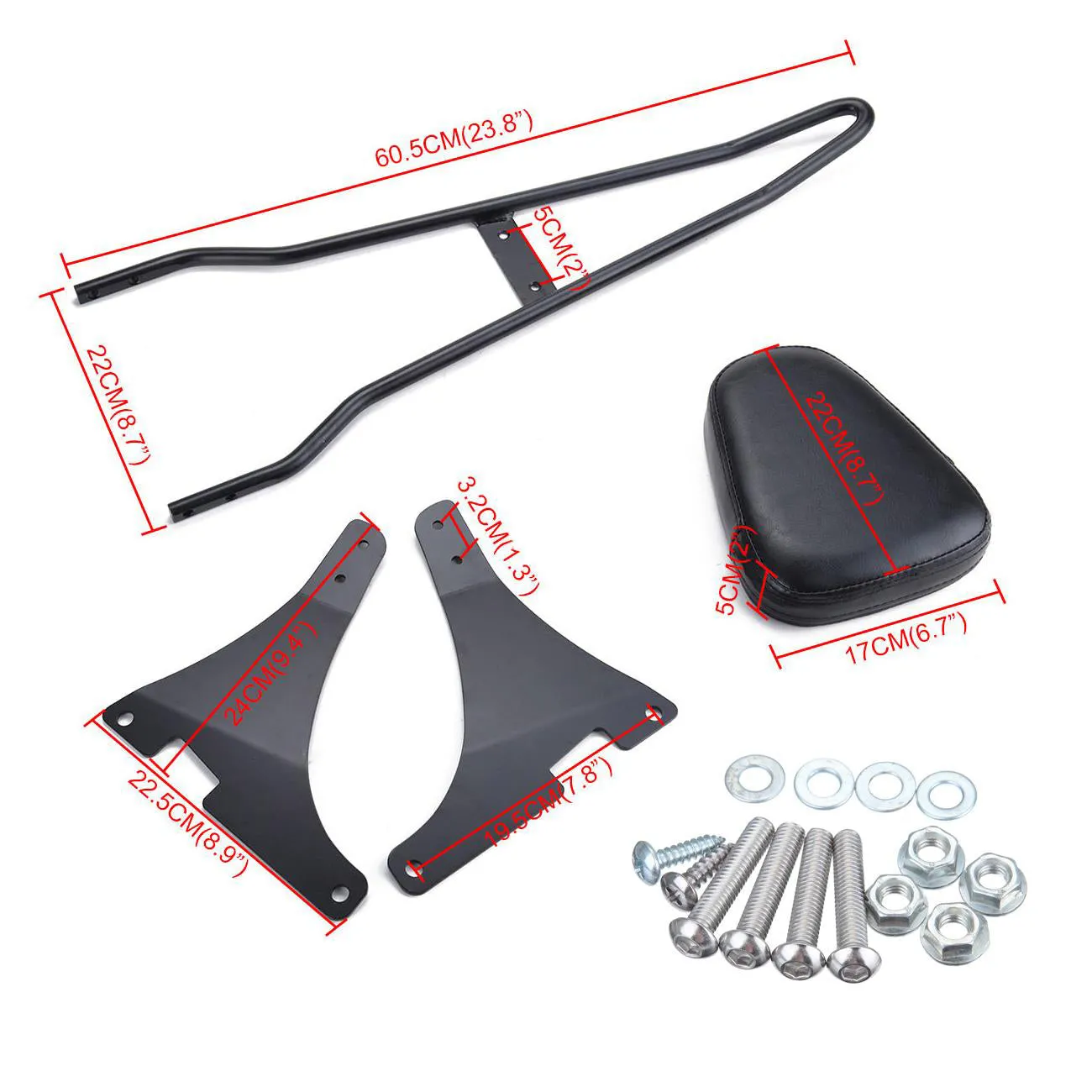 Coussin de dossier 23.8 Sissy Bar pour XLH883 XL883C XL883R XLH1200 Sportster générique