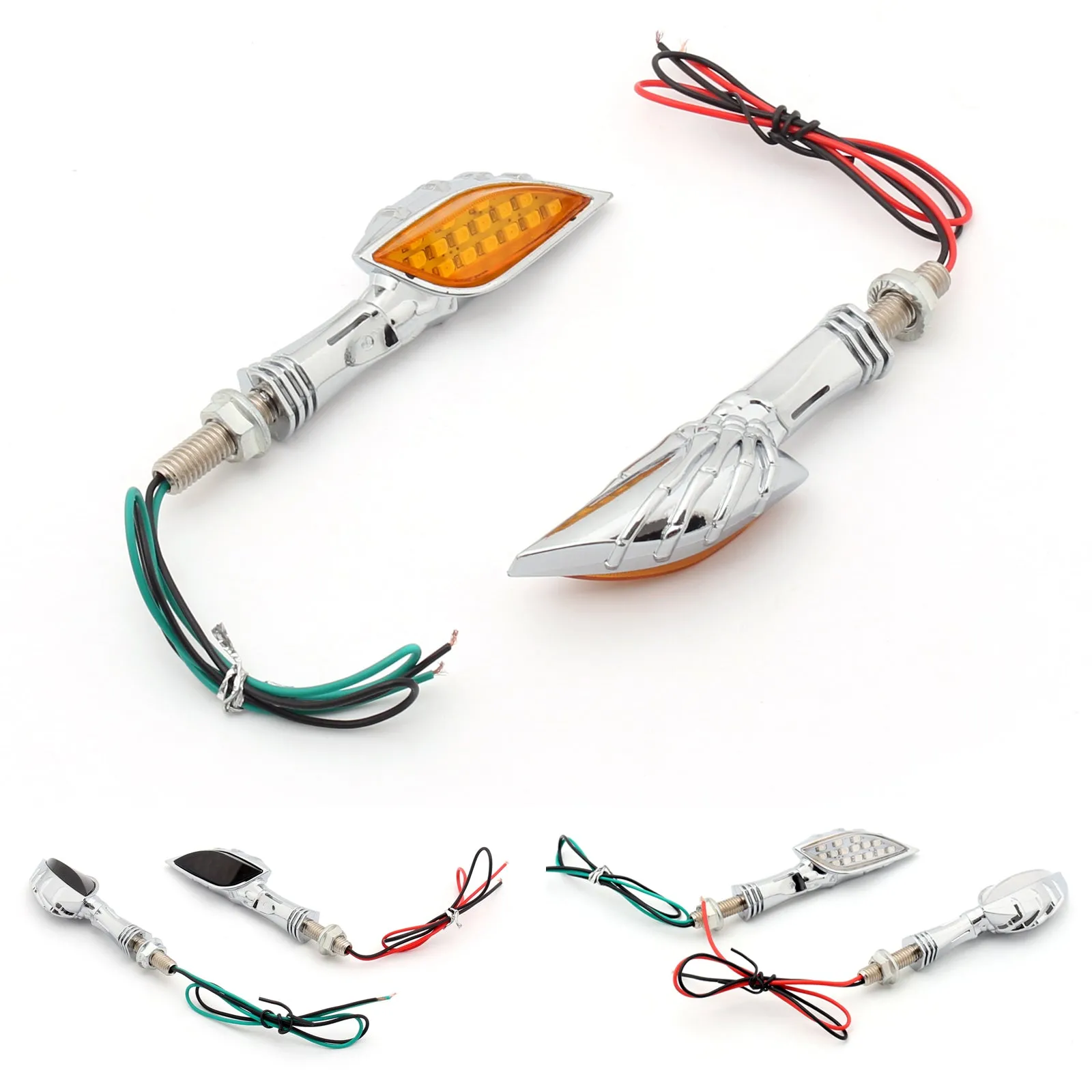 Universal Skeleton Hand LED Turn Signals Clignotant Indicateur 3 Couleur Générique
