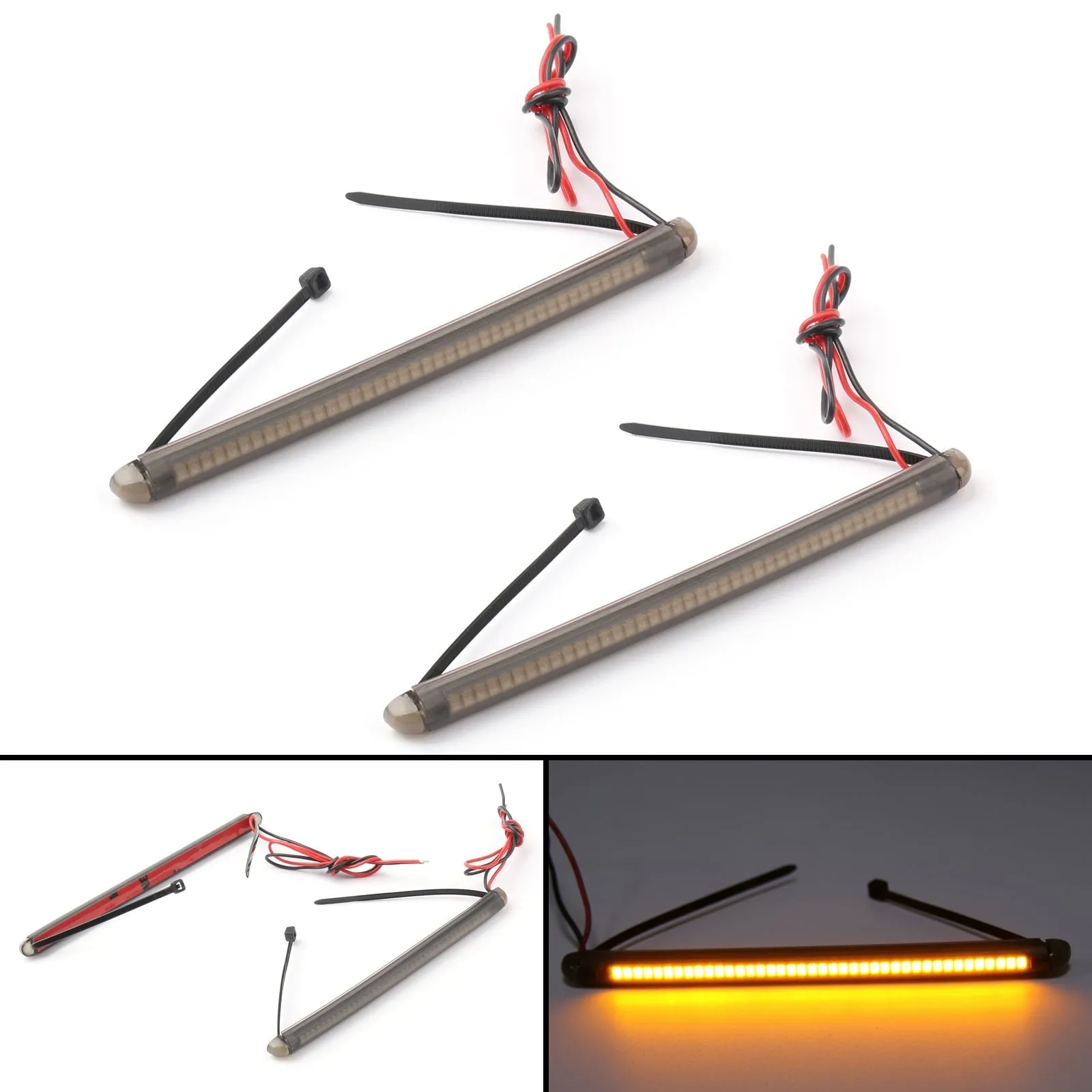 43mm-46mm Fork LED Turn Signal Strip Ambre Light Kit Pour Harley Victory Honda Generic