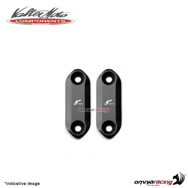 Tappi fori specchi Valtermoto in alluminio nero per Kawasaki Ninja 400 2017>2018