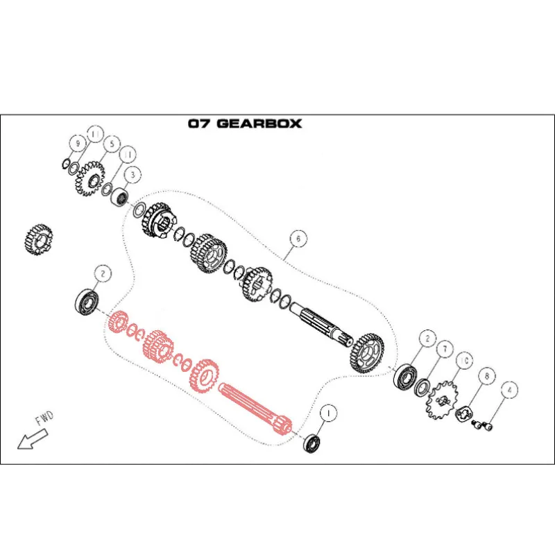 Albero cambio primario per motore DAYTONA 190 FSM - 86919