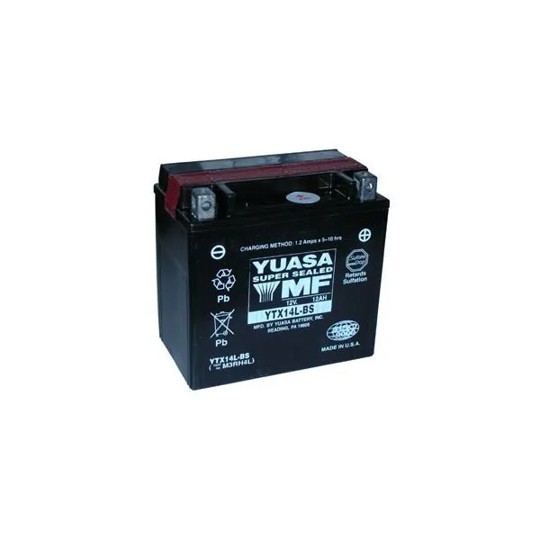 Batteria Yuasa YTX14L-BS da 12V/12AH (Dimensioni 150x87x145 mm)