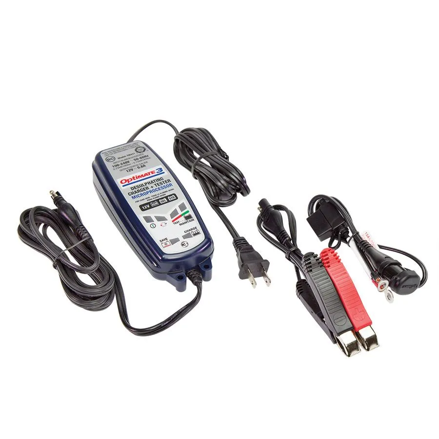 Caricabatterie mantenitore per auto e moto TecMate Optimate 3 + tester