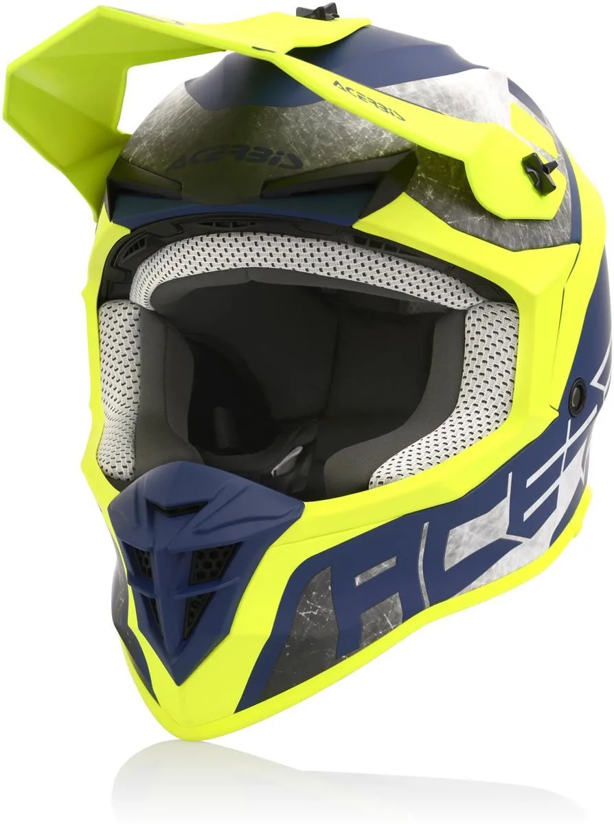 Casco cross enduro Acerbis Linear giallo fluo-blu