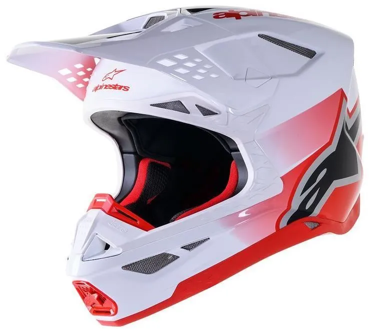 Casco cross enduro Alpinestars Supertech M10 colore bianco-rosso
