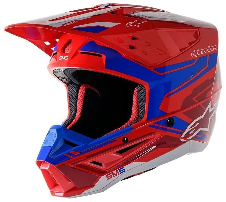 Casco cross enduro Alpinestars Supertech M5 ACT2 colore rosso-blu