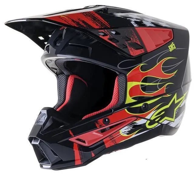 Casco cross enduro Alpinestars Supertech M5 RASH colore nero-rosso