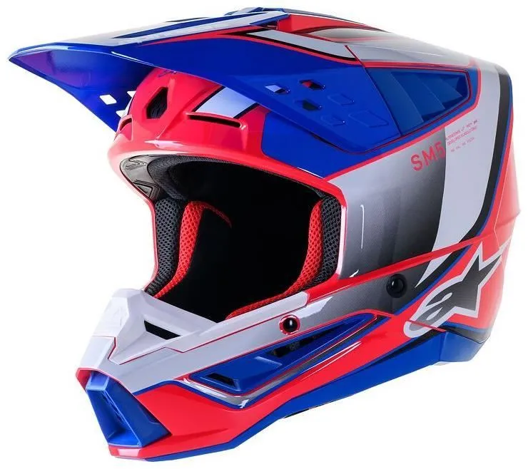 Casco cross enduro Alpinestars Supertech M5 SAIL colore blu-rosso