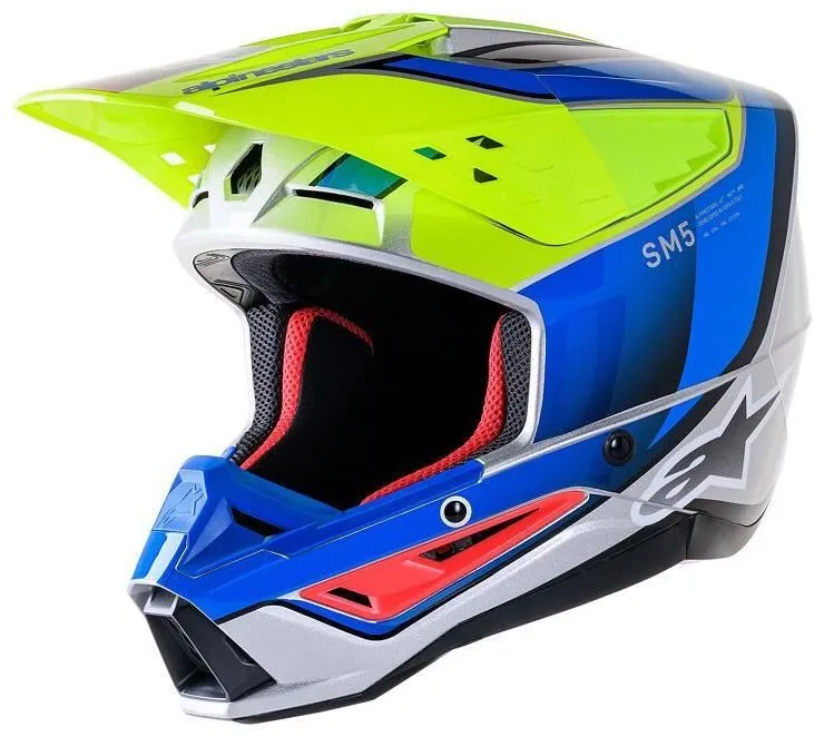 Casco cross enduro Alpinestars Supertech M5 SAIL colore giallo-fluo-blu