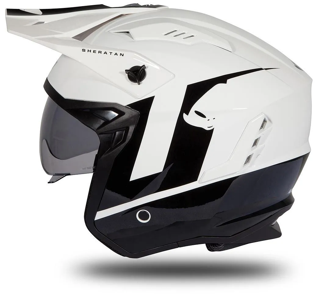 Casco Jet UFO Sheratan bianco e nero lucido
