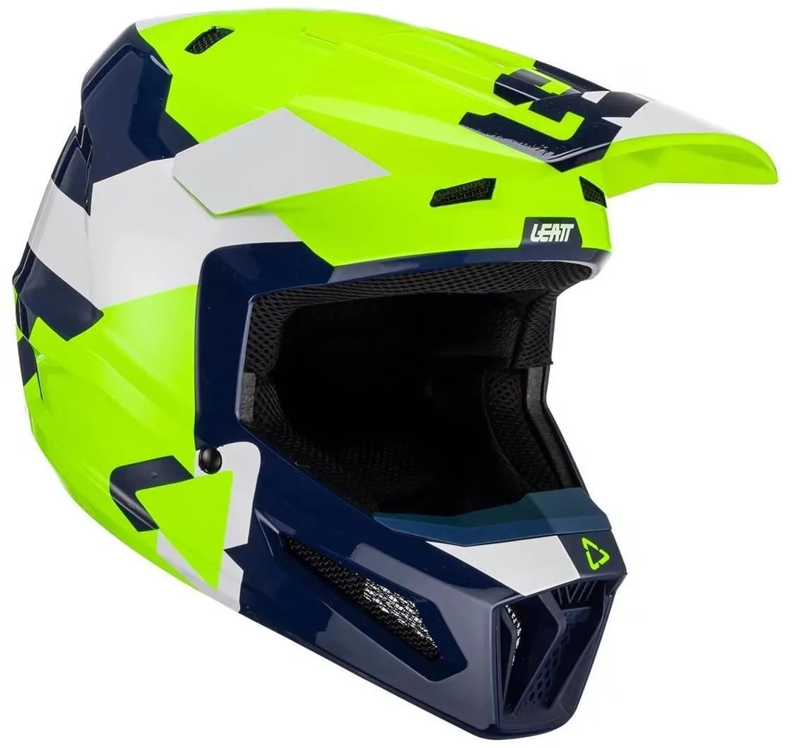 Casco cross enduro Leatt 2.5 colore blu-bianco-giallo fluo