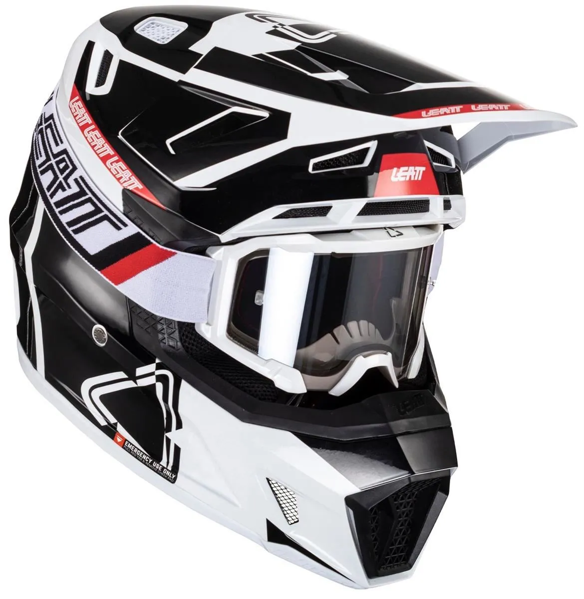 Casco cross enduro Leatt 7.5 colore bianco-nero + Maschera Leatt Velocity inclusa