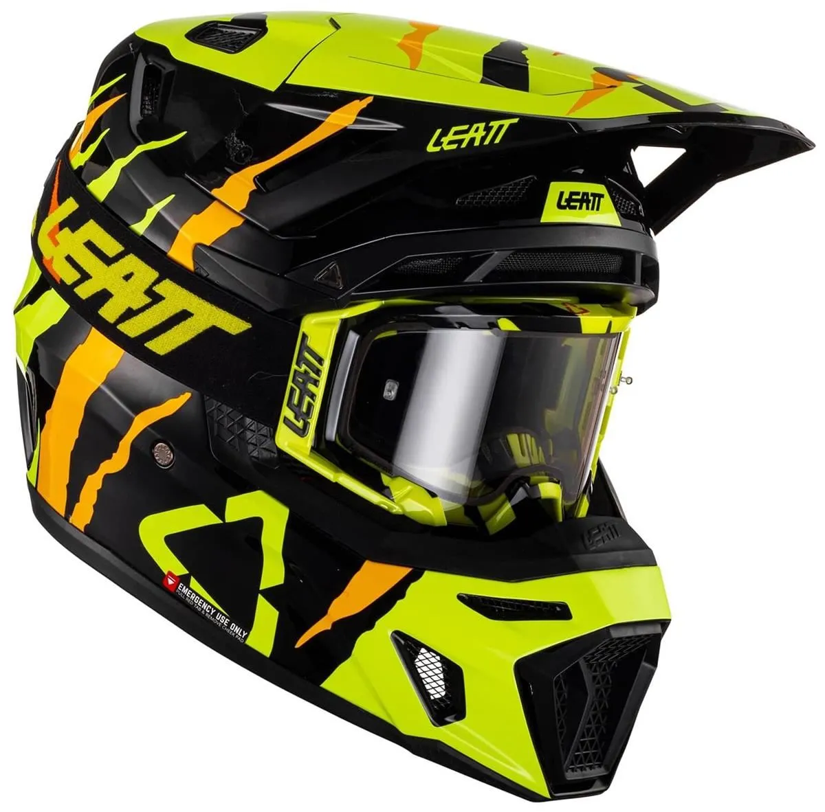 Casco cross enduro Leatt 8.5 in fibra composita colore giallo fluo-nero + Maschera Leatt Velocity inclusa